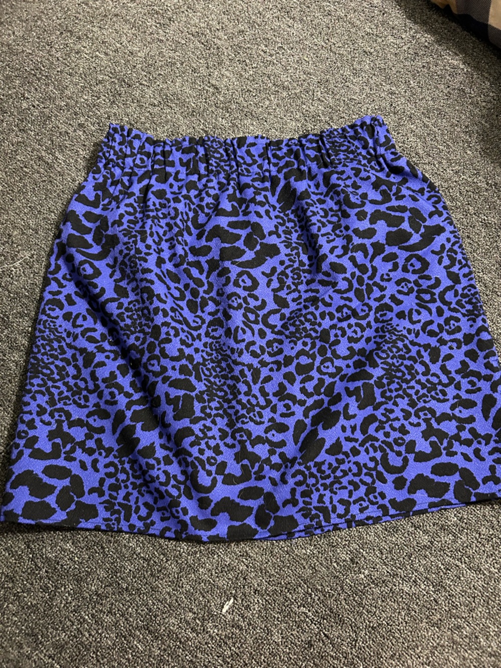 Blue Rain Blue and Black Animal Print Skirt